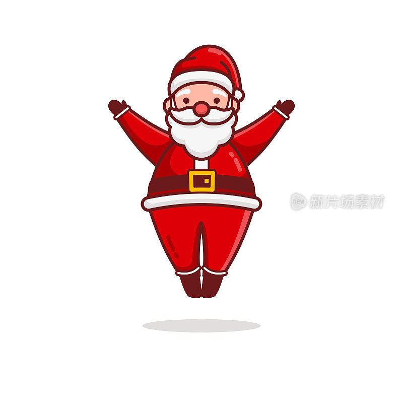 Christmas Santa Claus Cartoon Character Raised Up to Sky Flat Design Vector Illustration